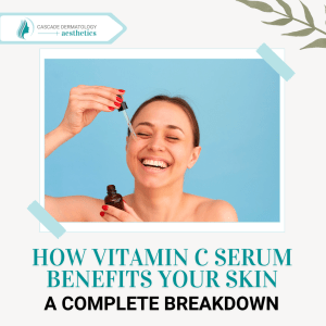 girl putting vitamin c serum on her face